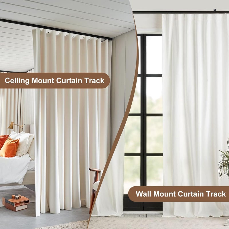 MaKefeile Ceiling Mount Curtains Track Room Divider Privacy Partition Separator Curtain Tracks Rods Heavy Duty RV Shower Outdoor Rail Clip Hook Set, Black 3-12ft - Image 5